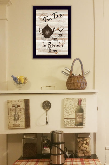 Tea Time 3 Black Framed Print Kitchen Wall Art