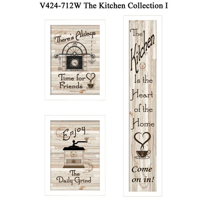 Set Of Three The Kitchen Collection I 4 White Framed Print Kitchen Wall Art