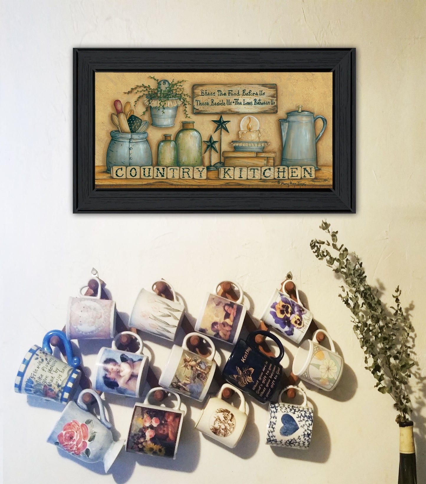 Country Kitchen 6 Black Framed Print Kitchen Wall Art