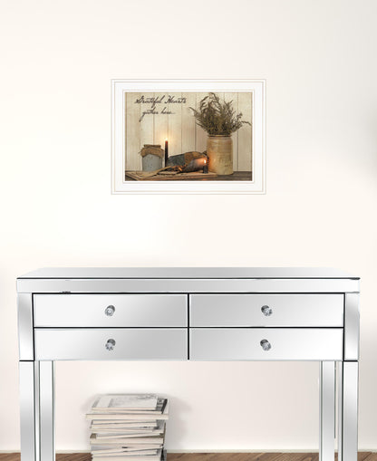 Grateful Hearts 1 White Framed Print Kitchen Wall Art