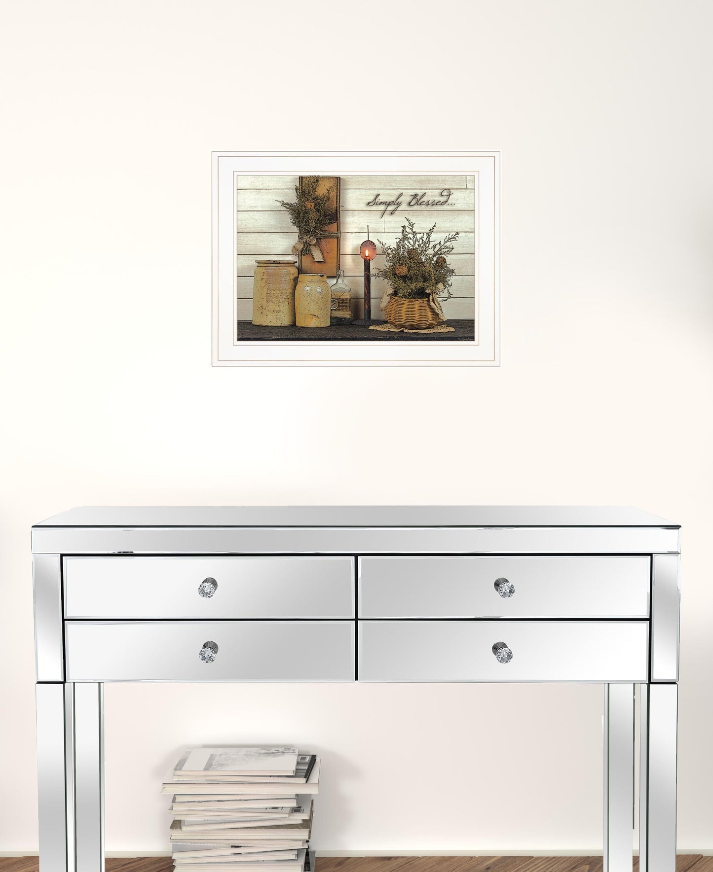 Simply Blessed 1 White Framed Print Kitchen Wall Art