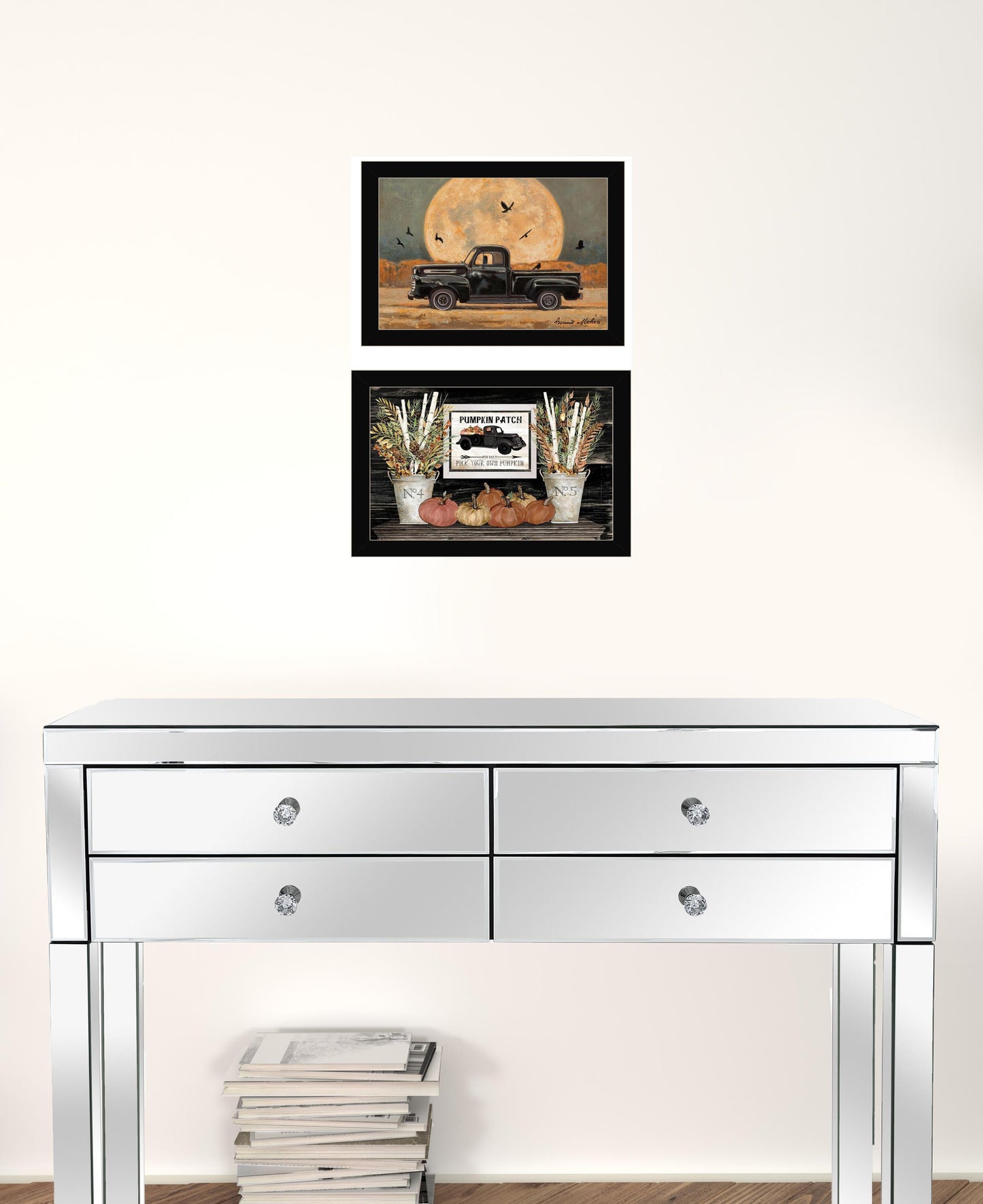 Set Of Two Harvest Moon 3 Black Framed Print Kitchen Wall Art