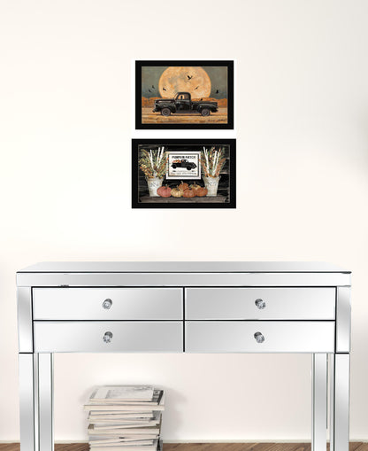 Set Of Two Harvest Moon 3 Black Framed Print Kitchen Wall Art