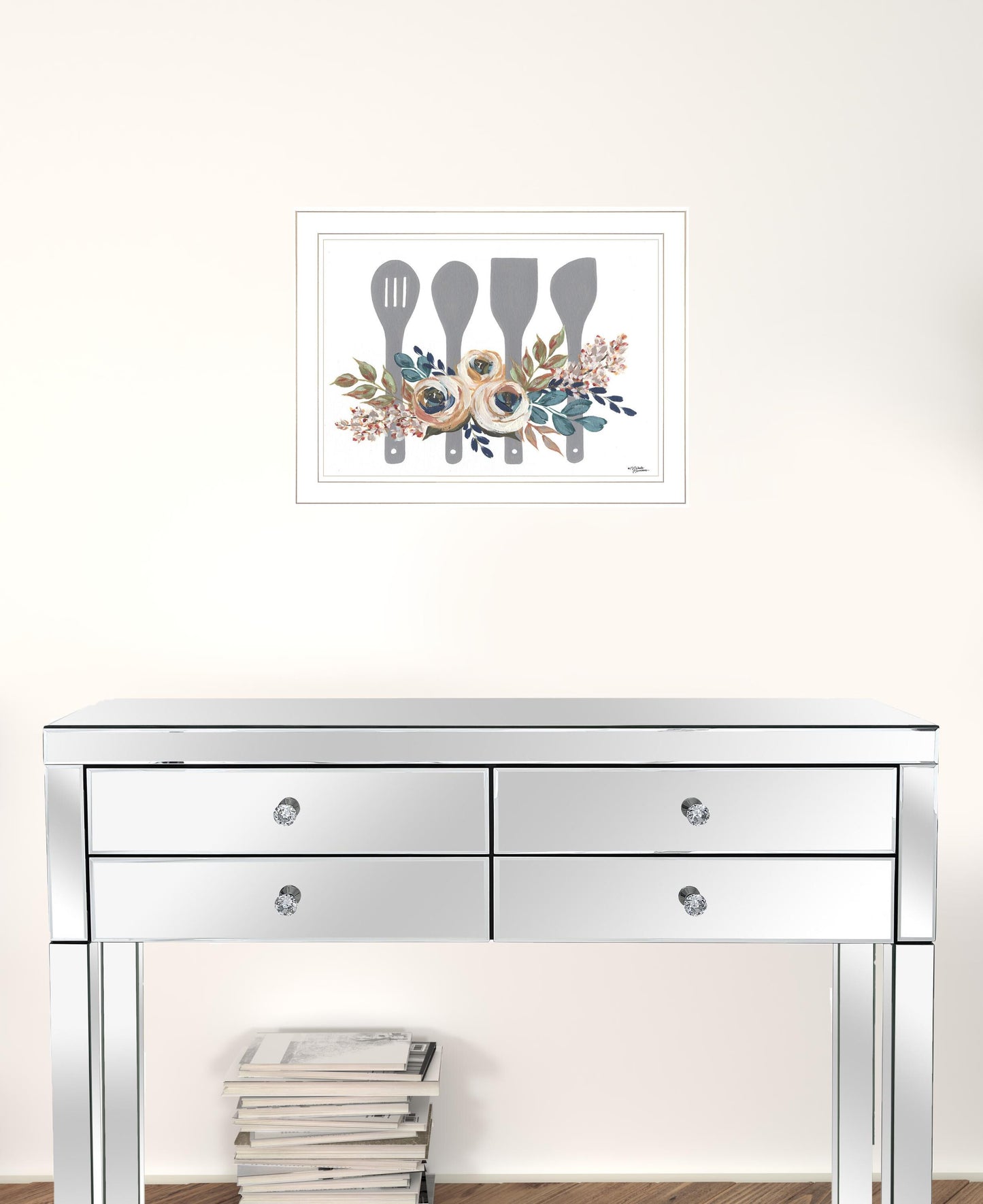 Fall Floral Baking Utensils 1 White Framed Print Kitchen Wall Art