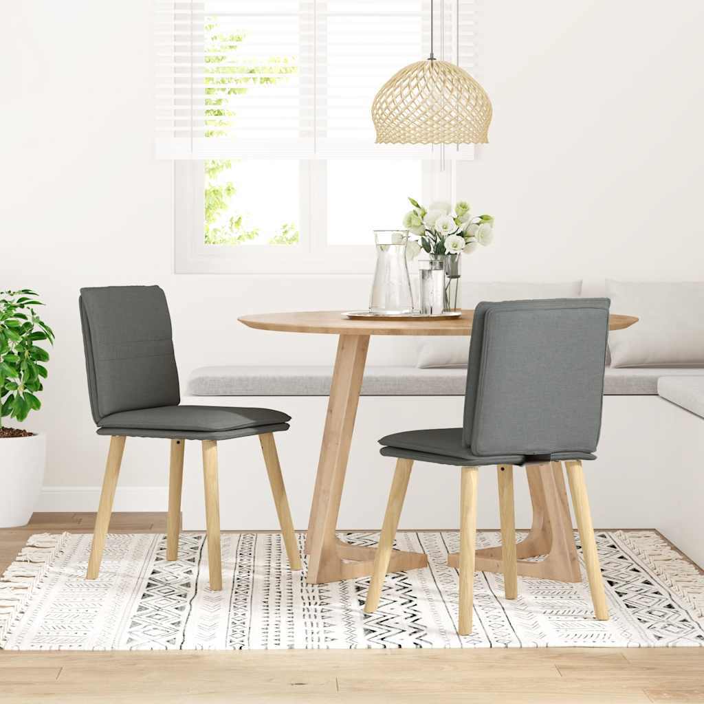 Dining Chairs 2 pcs Dark Gray Fabric