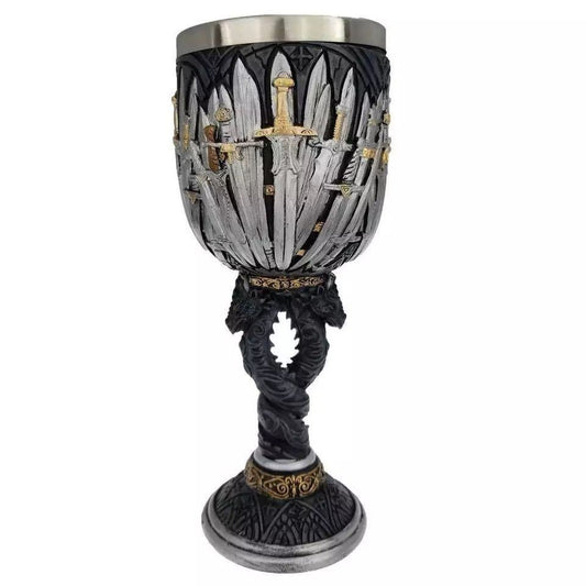 Style: Sword goblet - Double Resin Stainless Steel Mug Large Water Cup Lion Head Faucet Goblet