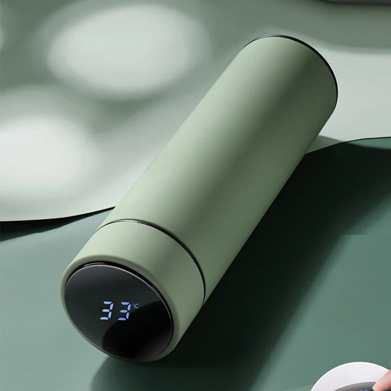 500ml Stainless Steel Smart Water Bottle with Temperature Display - Leakproof Vacuum Flask for Beverages - Perfect Holiday Gift