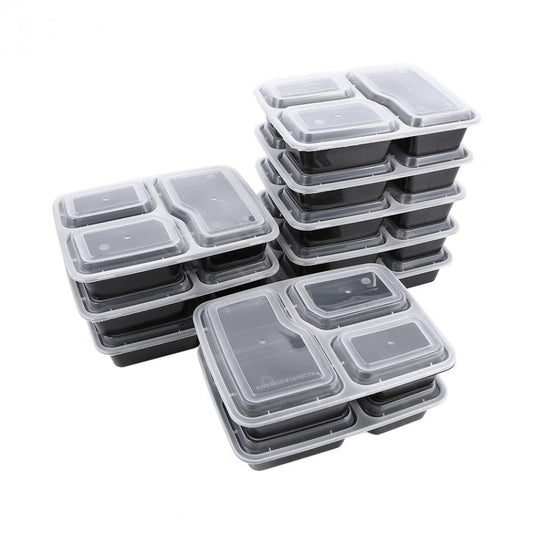 10-Pack Disposable Lunch Box - Plastic Fast Food Box - Takeaway Package - Green Lunch Box (Microwave & Dishwasher Safe)