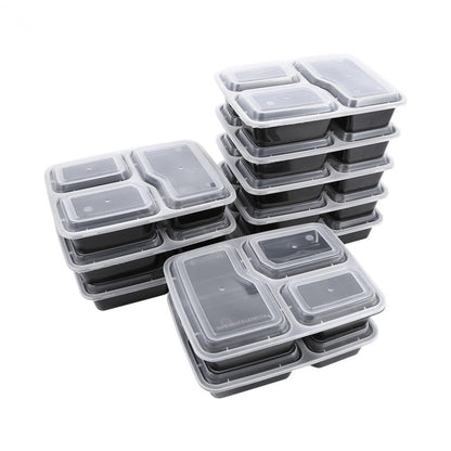 10-Pack Disposable Lunch Box - Plastic Fast Food Box - Takeaway Package - Green Lunch Box (Microwave & Dishwasher Safe)