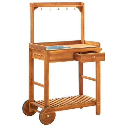 Garden Kitchen Trolley Solid Acacia Wood 36.2"x17.1"x55.7