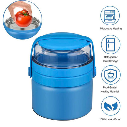 Multifunctional 2 in 1 Vacuum Food Jar, 1 Count Stainless Steel Leak Proof Food Jar with Snack Container, Lunch Box for School Travel, Lunch Box for Kids