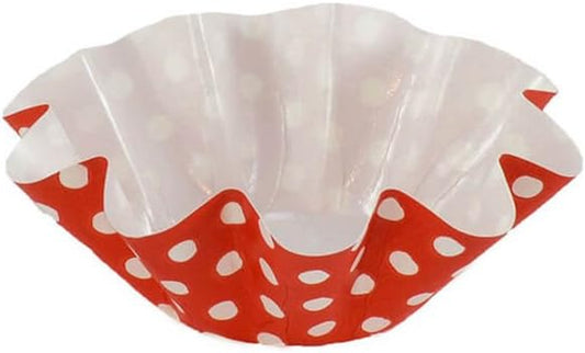Brioche and Floret Baking Cups, 1.875-Inch Bottom Diameter x 1.375-Inch Height, Red with White Dots, Pack of 50