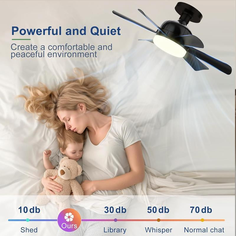 LED Ceiling Fan Light with Remote & APP Control, 40W E26/27 LED Ceiling Fan Lamp with 6 Wind Speeds, Dimmable Fan Lamps for Summer, Indoor LED Light for Bedroom, Kitchen, Living Room, Ceiling Fan with Light