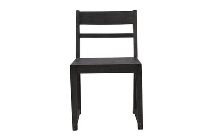Set of Two Dark Gray Wood Ladder Back Dining Side Chairs