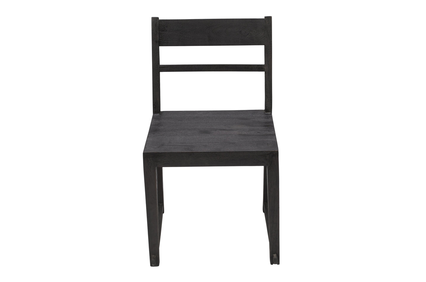 Set of Two Dark Gray Wood Ladder Back Dining Side Chairs
