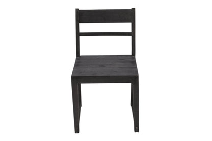 Set of Two Dark Gray Wood Ladder Back Dining Side Chairs
