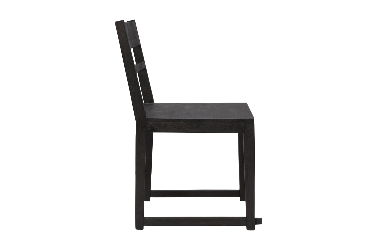 Set of Two Dark Gray Wood Ladder Back Dining Side Chairs