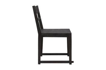 Set of Two Dark Gray Wood Ladder Back Dining Side Chairs