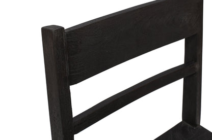 Set of Two Dark Gray Wood Ladder Back Dining Side Chairs