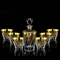 Grid Gold Line Crystal Glass Whisky Tumbler