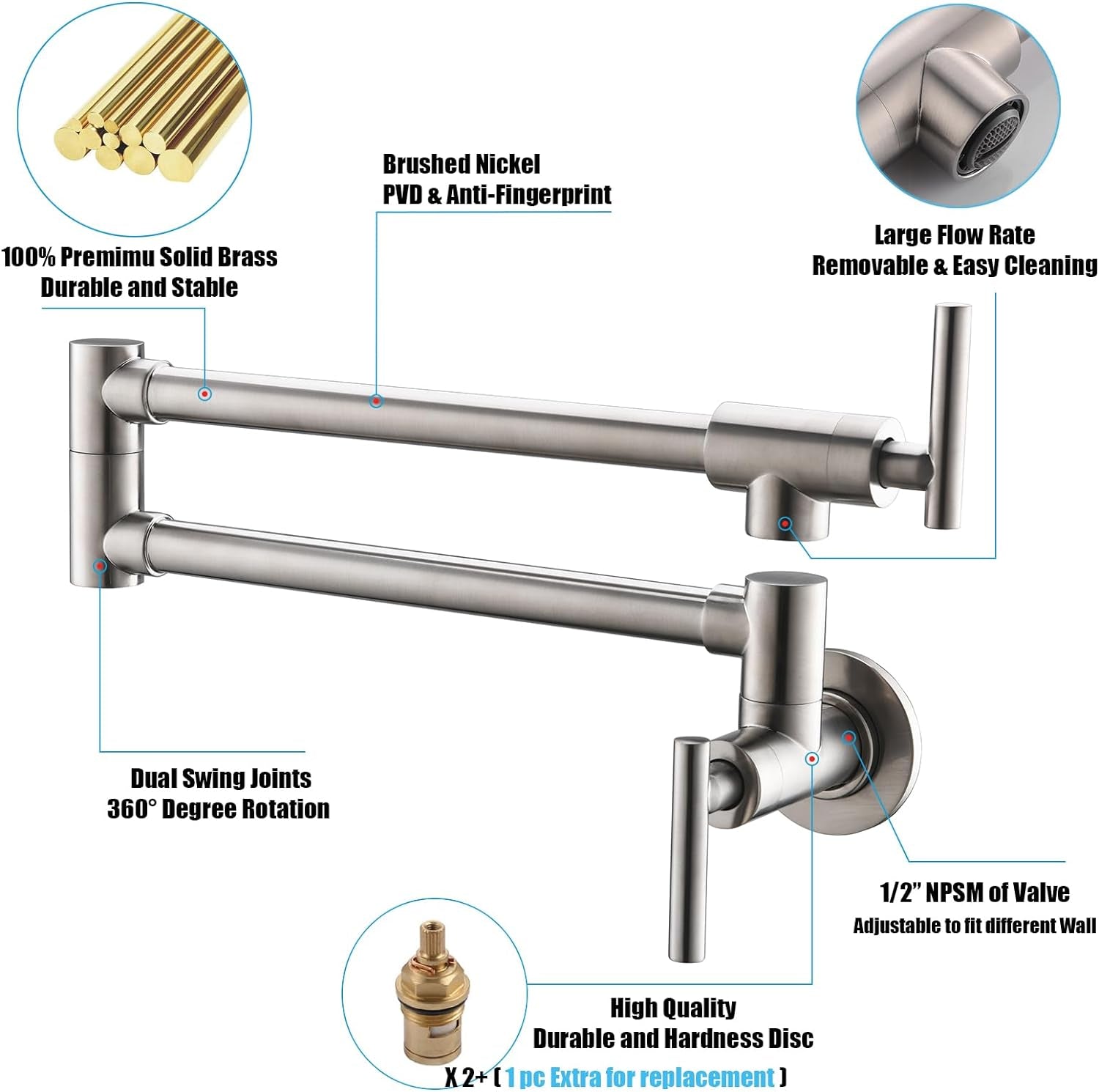 Brushed Nickel Brass Pot Filler: Elevate Your Kitchen Experience for Coffee Aficionados