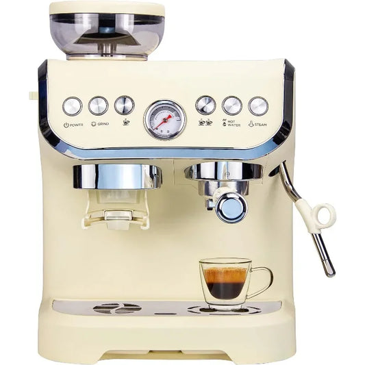 Espresso Machine 15 Bar, Coffee Maker With Milk Frother Steam Wand, Built-In Bean Grinder,  with 70oz Removable Water Tank