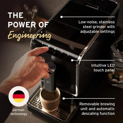home.Automatic Espresso & Coffee Machine Bundle with Built-in Grinder, Comes With 2 x 17.6 oz. Bags of Whole Bean Coffee, Black