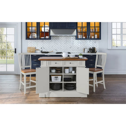 Homestyles Americana Wood Kitchen Island Set in off White