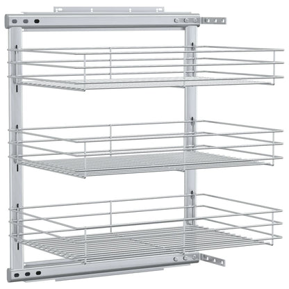 3-Tier Pull-out Kitchen Wire Basket Silver 18.5"x13.8"x22