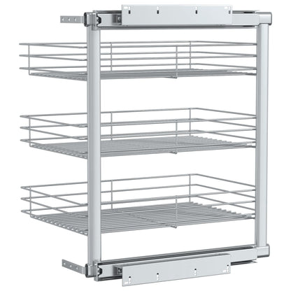 3-Tier Pull-out Kitchen Wire Basket Silver 18.5"x13.8"x22