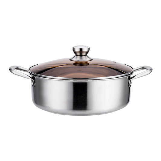 Color: Extra thick hot pot mandarin, Size: 34cm - Household Thickened Bottom Commercial Induction Cooker Soup Pot