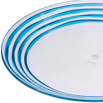 Clear and Blue Four Piece Swirl Acrylic Service For Four Dinner Plate Set