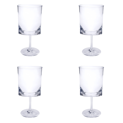 Set of Four Clear Tritan Plastic Stemmed All Purpose Wine Glass