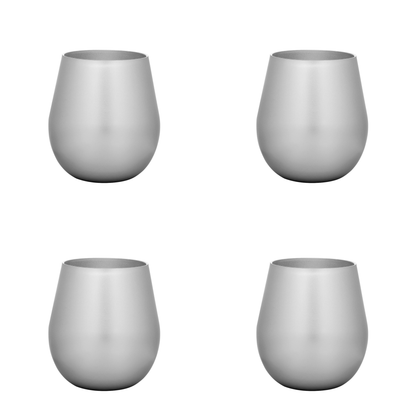 Set of Four Silver Acrylic Stemless All Purpose Wine Glass