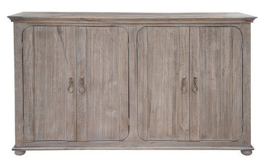 72" Sand Solid and Manufactured Wood Distressed Credenza