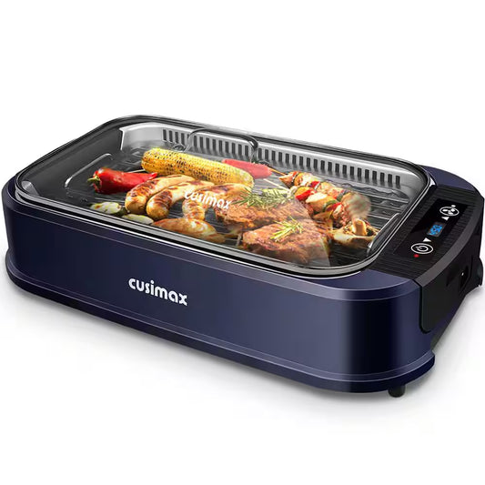 267Sq. In. Blue Smokeless Electric Portable Indoor Grill with 1500-Watt Fast Heating