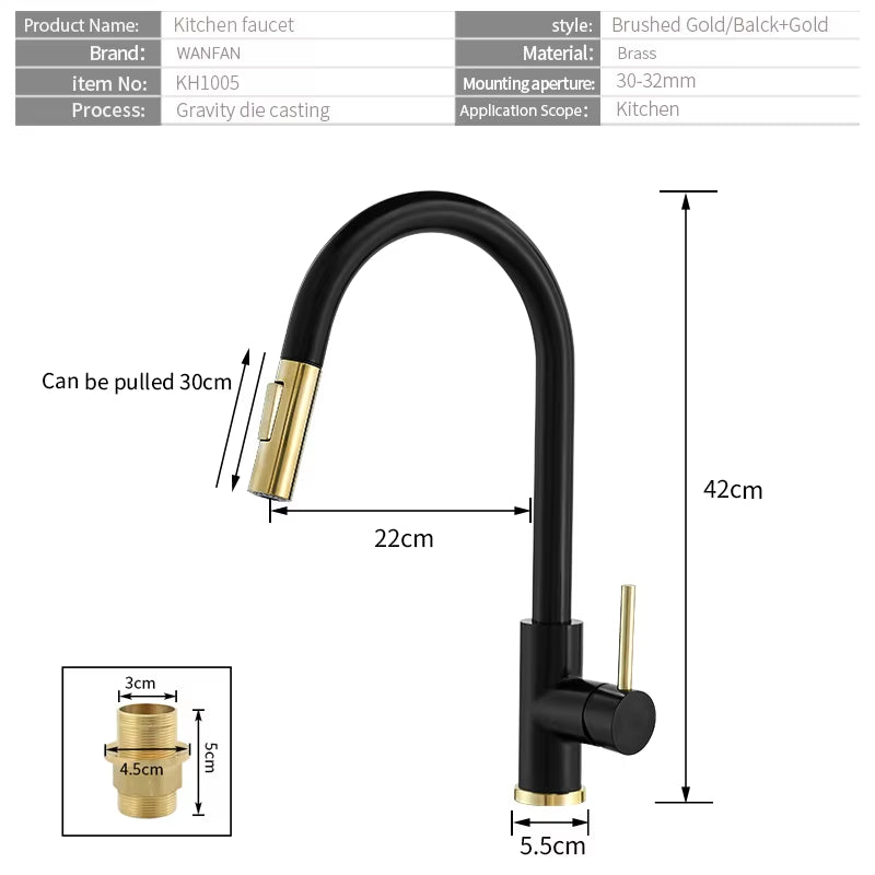 Pull Out Sensor Black Kitchen Faucet Sensitive Touch Control Faucet Mixer for Kitchen Touch Sensor Kitchen Mixer Tap 1005