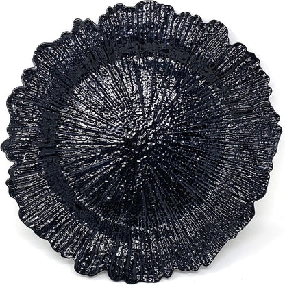 Allgala 13-Inch Heavy-Duty Round Charger Plates, Set of 6, Reef Black - HD80334