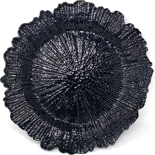 Allgala 13-Inch Heavy-Duty Round Charger Plates, Set of 6, Reef Black - HD80334