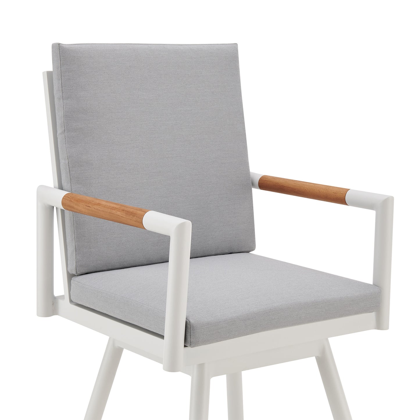 43" Light Gray Metal Swivel Outdoor Counter Height Bar chair with Footrest