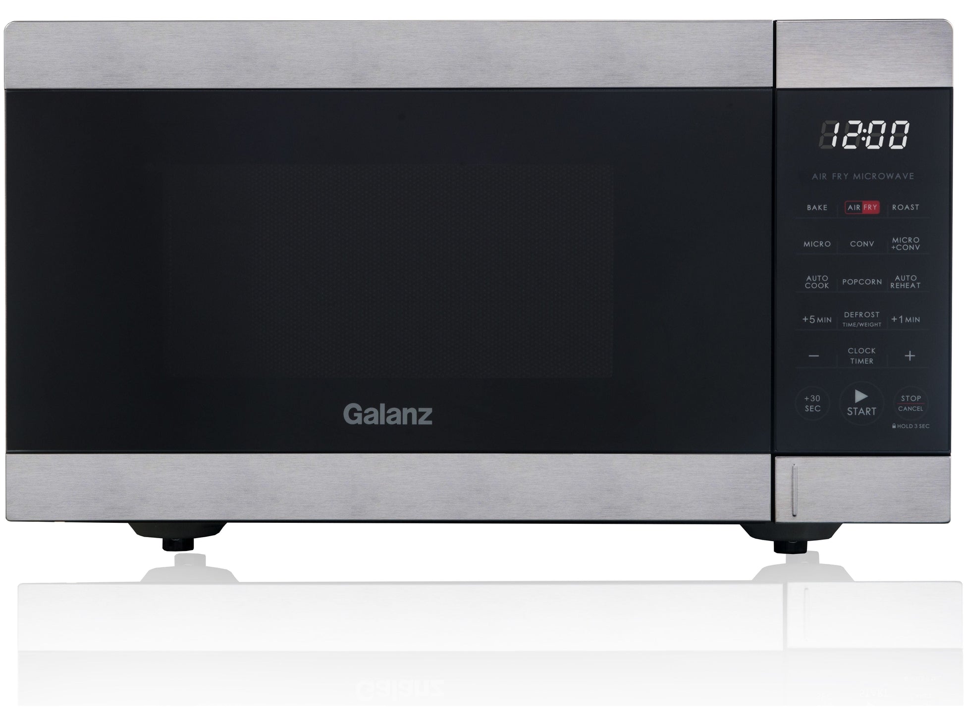 Galanz 0.9 Cu Ft Air Fry Countertop Microwave, 900 Watts, Stainless Steel, New