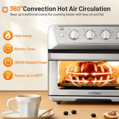 Costway 21.5QT Air Fryer Toaster Oven 1800W Countertop Convection Oven W/ Recipe