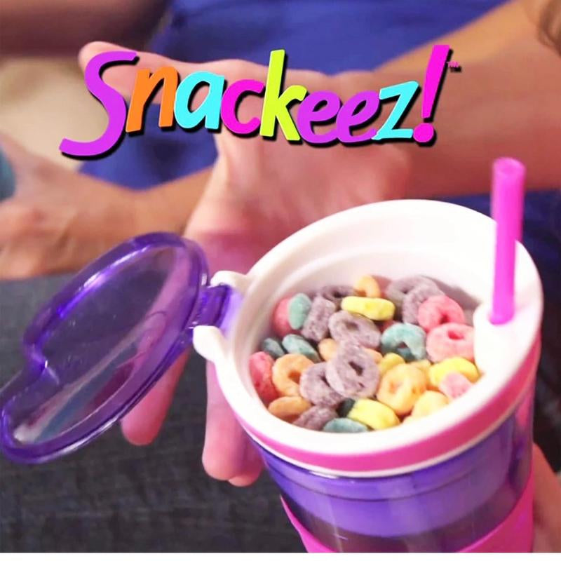 Blue Travel Snack and Drink Cup with Straw - 16 Oz Convenience for On-the-Go Enjoyment