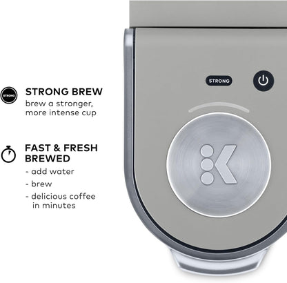 Keurig K-Mini Plus Coffee Maker - Compact & Convenient Single Serve with 6-12oz Brew Sizes, Holds 9 K-Cup Pods, Travel Mug Friendly - Studio Gray