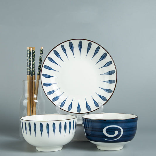 Color: 5piece mixed set - Jingdezhen Ceramic Japanese Dishes Set Net Celebrity Tableware