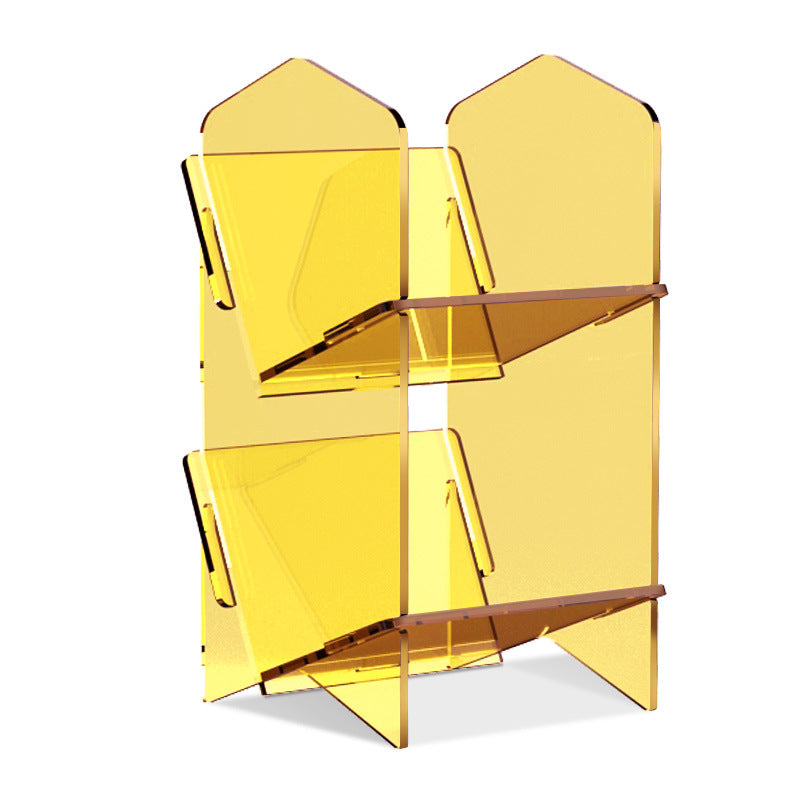 Color: Yellow Double Layer - Transparent Bookshelf Acrylic Storage Rack