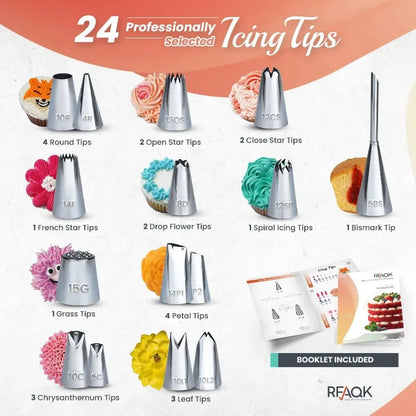 700PCs Cake Decorating Kit with Baking Supplies-Cake Turntable for Decorating with Baking Pans, Leveler, 24 Numbered Piping Tips