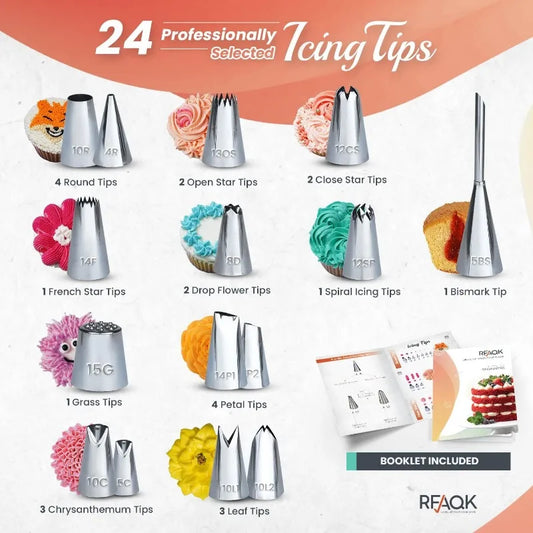 700PCs Cake Decorating Kit with Baking Supplies-Cake Turntable for Decorating with Baking Pans, Leveler, 24 Numbered Piping Tips