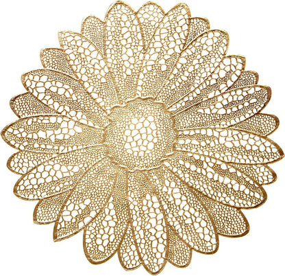 10-Piece Set of Pressed Vinyl Metallic Placemats for Weddings and Special Events (Fiore Gold)