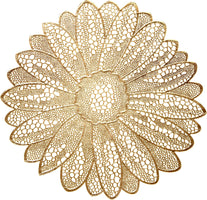 10-Piece Set of Pressed Vinyl Metallic Placemats for Weddings and Special Events (Fiore Gold)